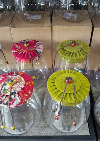 Renkli bez Kapaklı Cam kavanoz renk ev litre seçiniz - Görsel 2