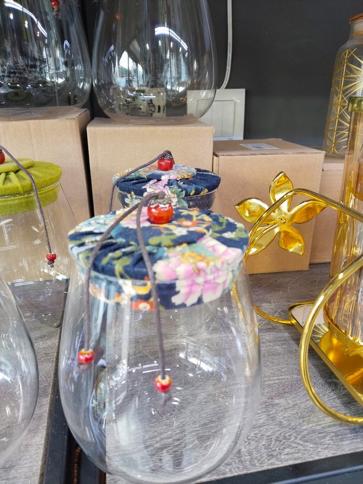 Renkli bez Kapaklı Cam kavanoz renk ev litre seçiniz - Görsel 3