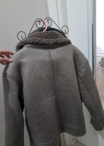 Gri  Kadın Süet Kürk Detaylı Ceket - Görsel 5