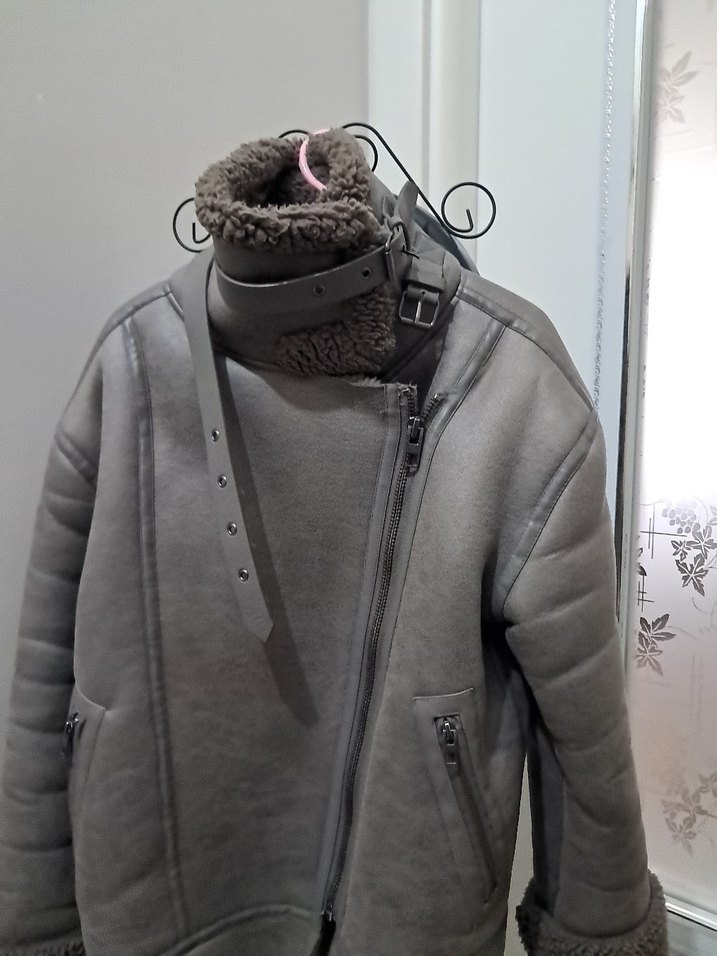 Gri  Kadın Süet Kürk Detaylı Ceket - Görsel 2