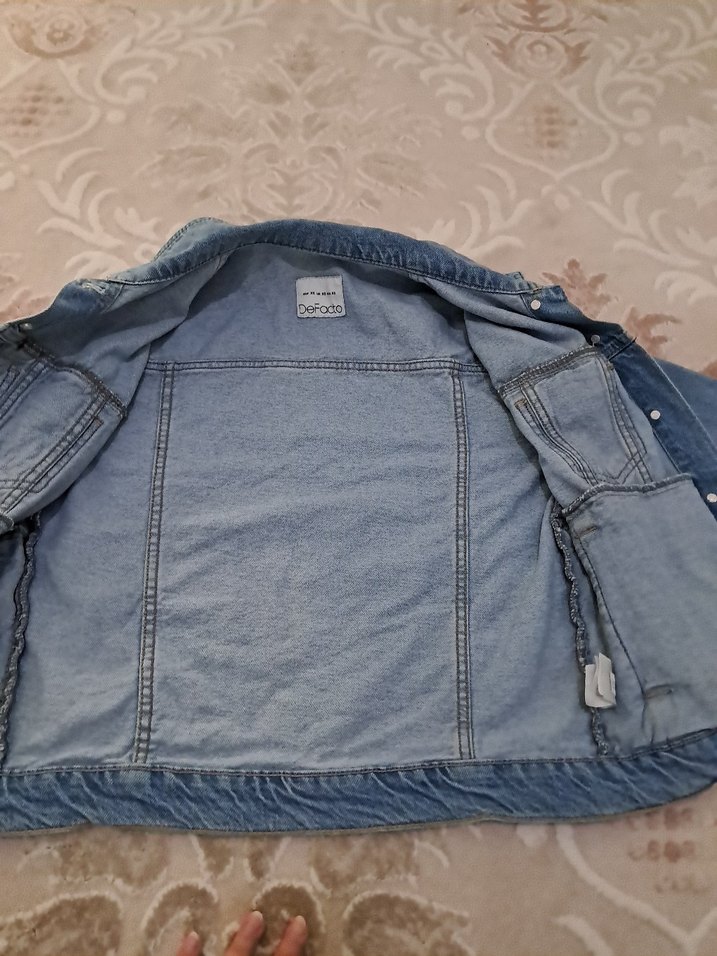 Düğmeli Mavi Denim Ceket - Görsel 3