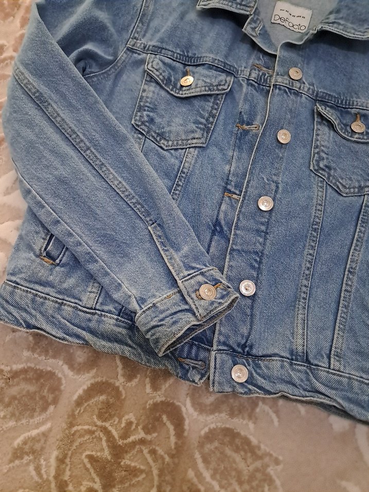 Düğmeli Mavi Denim Ceket - Görsel 2