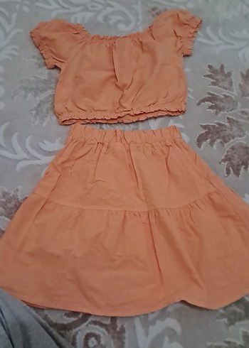 Kız Çocuk Bej Keten Düğmeli Bohem Elbise - Görsel 3