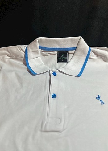 Düğmeli Beyaz Erkek Polo Tişört - Görsel 2