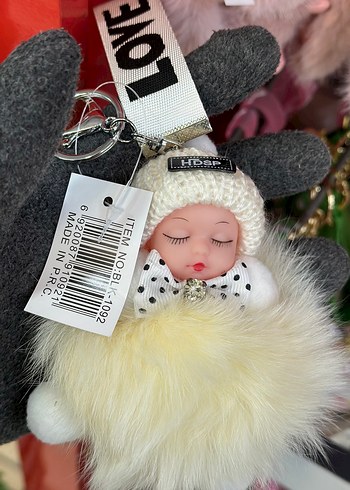 Pembe Kürklü Peluş Anahtarlık Charm - Görsel 2