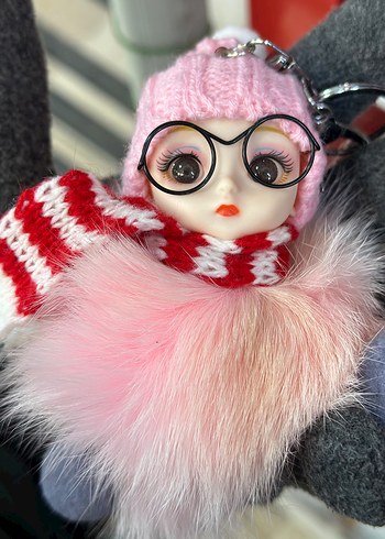 Pembe Kürklü Peluş Anahtarlık Charm - Görsel 3