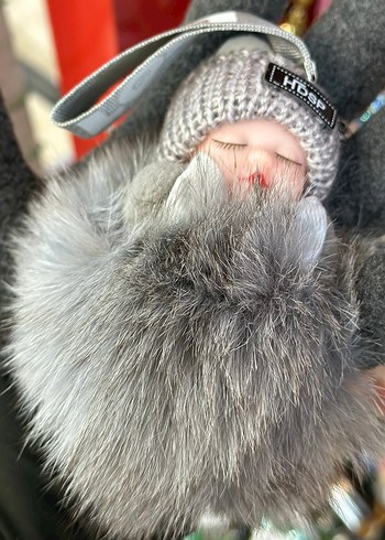 Pembe Kürklü Peluş Anahtarlık Charm - Görsel 4