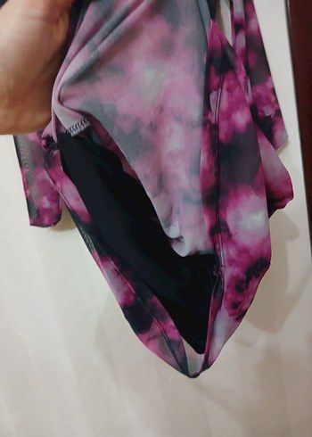 Mor Batik Desenli Uzun Kollu Kadın Elbise - Görsel 6