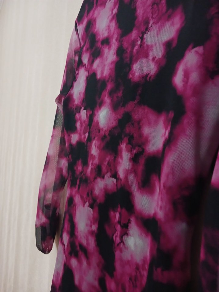 Mor Batik Desenli Uzun Kollu Kadın Elbise - Görsel 4