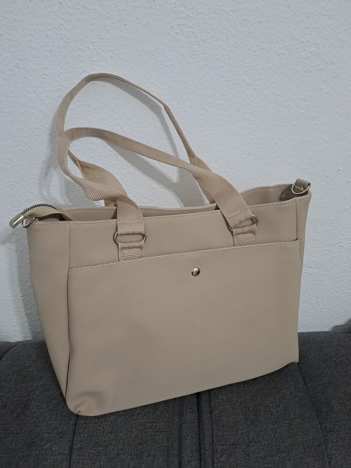 Bej Kadın Günlük Fermuarlı Çanta - Görsel 2