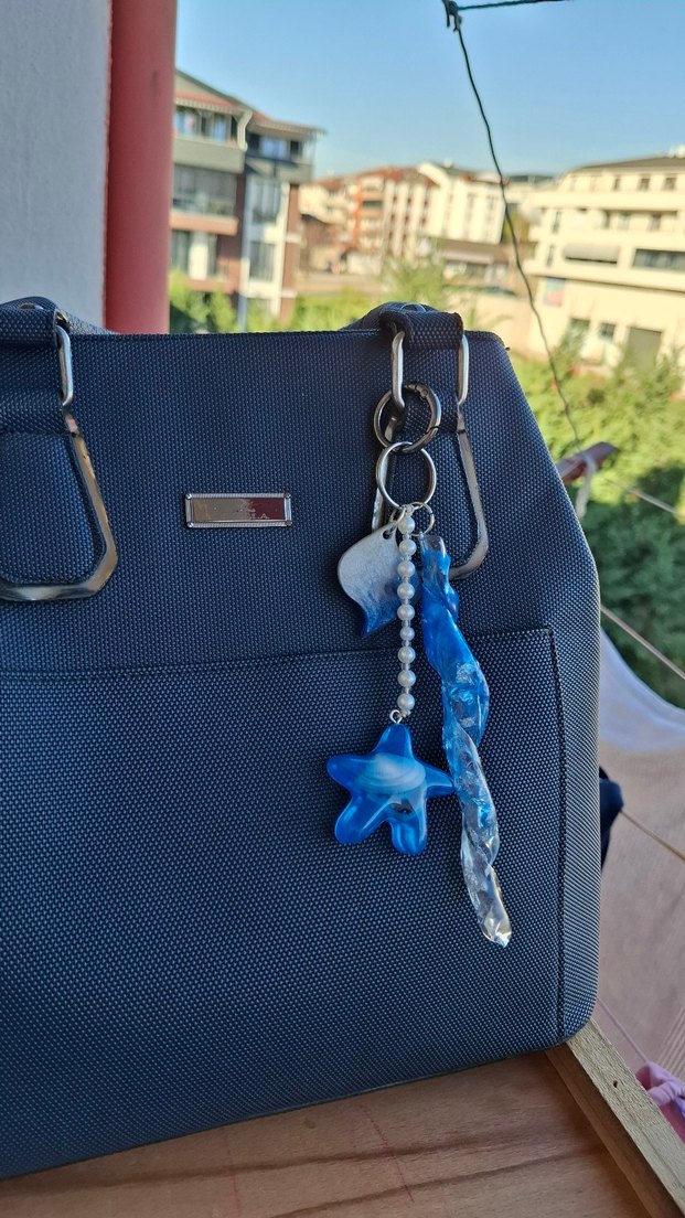 Mavi Zincir Detaylı Kadın Anahtarlık - Görsel 3