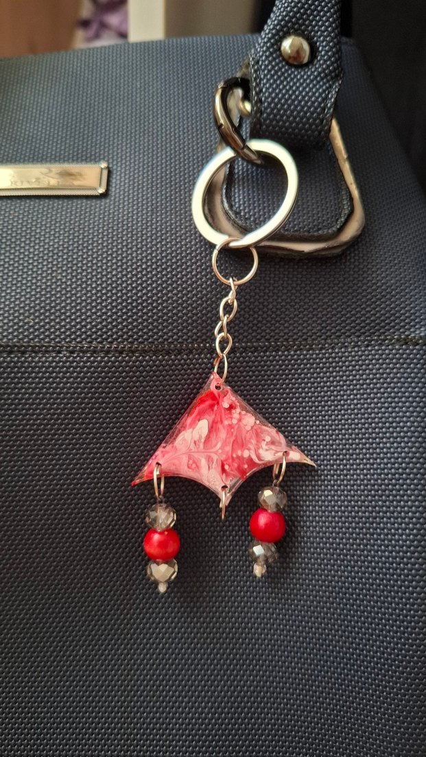 Püsküllü Bohem Kırmızı Kadın Anahtarlık - Görsel 3