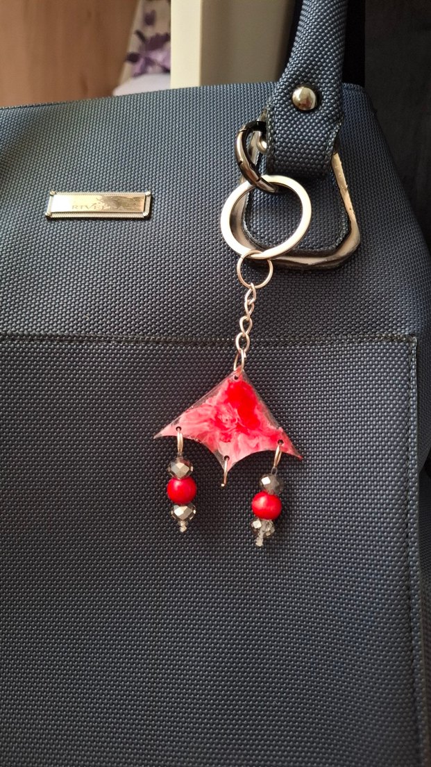 Püsküllü Bohem Kırmızı Kadın Anahtarlık - Görsel 2