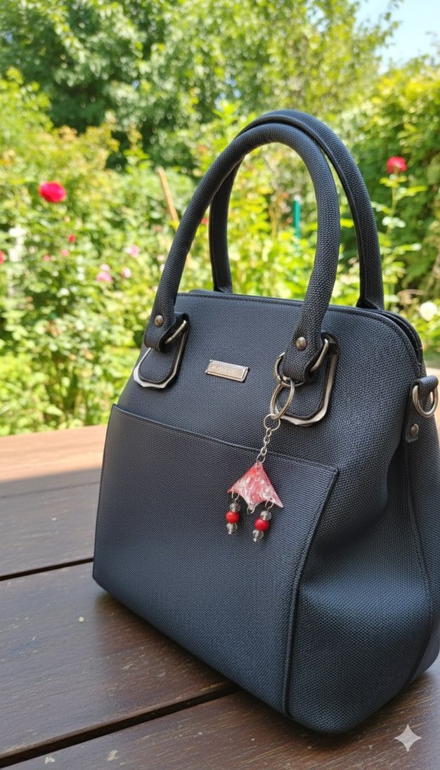 Püsküllü Bohem Kırmızı Kadın Anahtarlık - Görsel 4