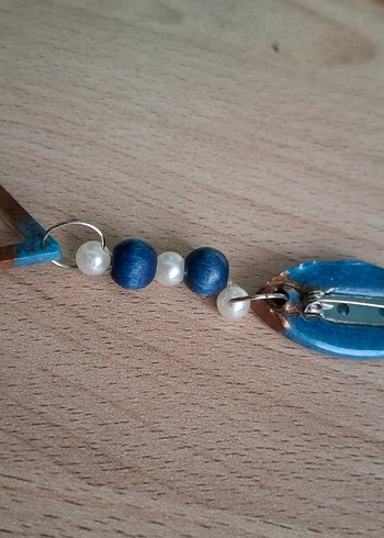 Mavi boncuk detaylı broş - Görsel 2