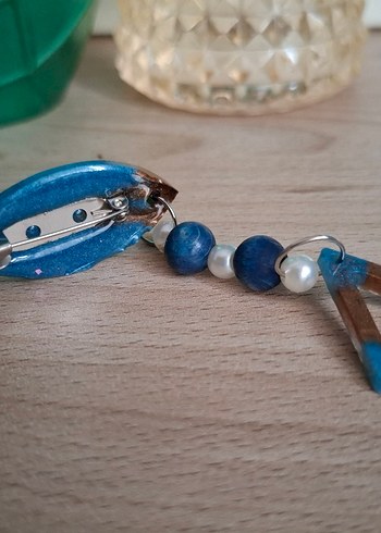 Mavi boncuk detaylı broş - Görsel 3