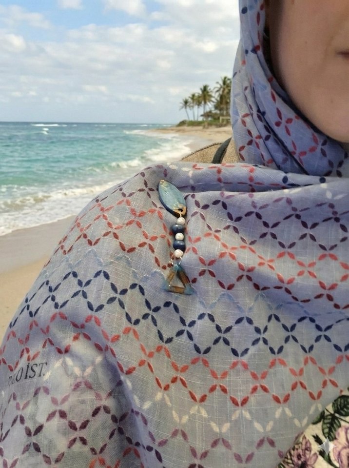 Mavi boncuk detaylı broş - Görsel 5