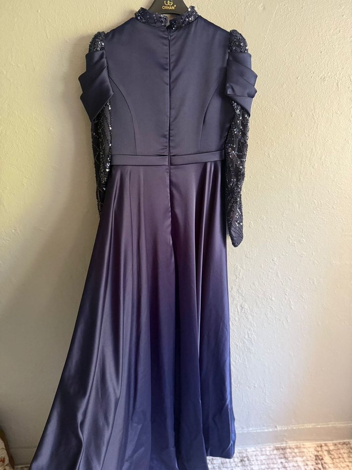 Mor Drapeli Uzun Kadın Abiye Elbise - Görsel 2