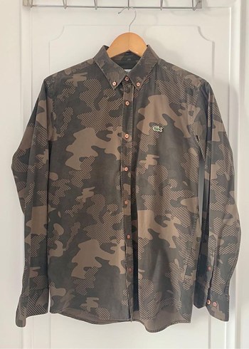 Lacoste haki renk Kamuflaj Desenli ünisex Gömlek - Görsel 2