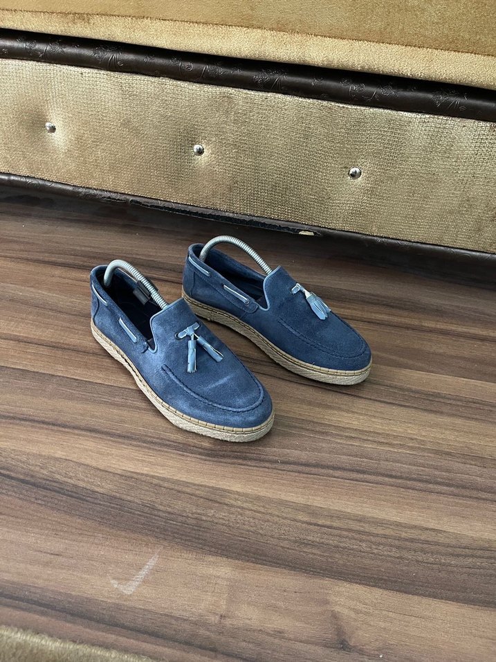 Erkek Mavi Süet Püsküllü Loafer Ayakkabı - Görsel 2
