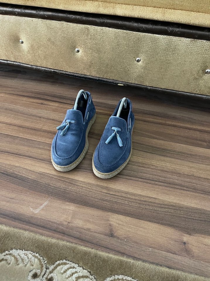 Erkek Mavi Süet Püsküllü Loafer Ayakkabı - Görsel 3