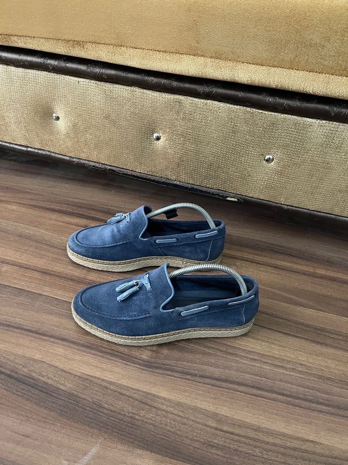 Erkek Mavi Süet Püsküllü Loafer Ayakkabı - Görsel 4