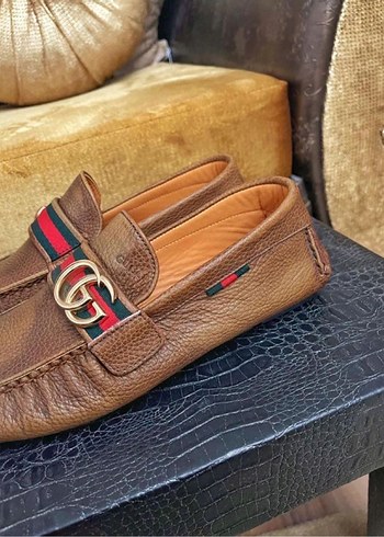 Gucci marka Kahverengi Deri Tokalı Erkek Klasik Loafer - Görsel 6