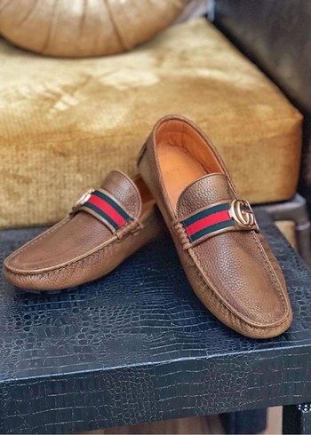 Gucci marka Kahverengi Deri Tokalı Erkek Klasik Loafer - Görsel 3