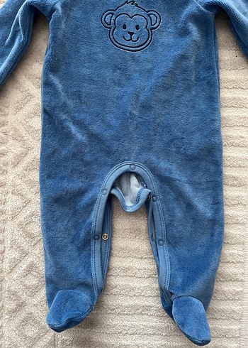 Mavi Erkek Bebek Kadife Tulum - Görsel 2