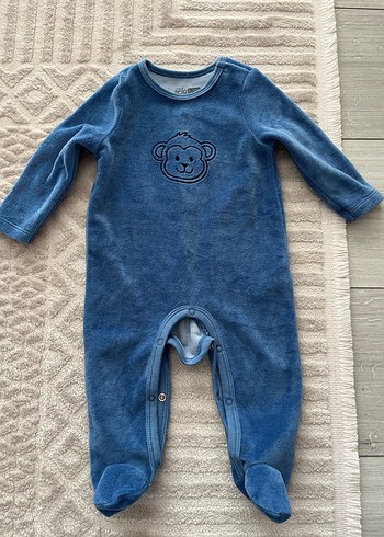 Mavi Erkek Bebek Kadife Tulum - Görsel 4