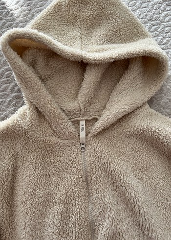 Bej Kapüşonlu Kadın Peluş Ceket - Görsel 2
