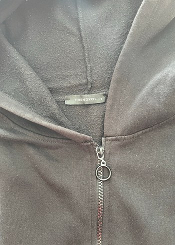 Kadın Siyah Crop Fermuarlı Sweatshirt - Görsel 4