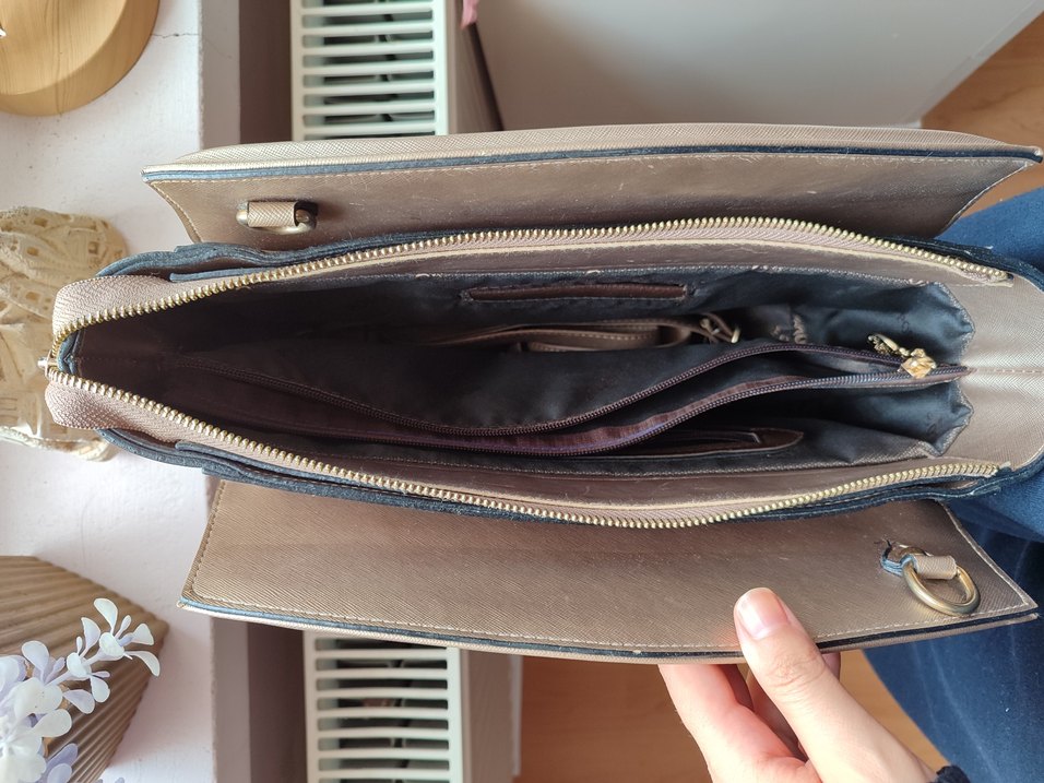 Metalik Bronz Kadın El Çantası - Görsel 5