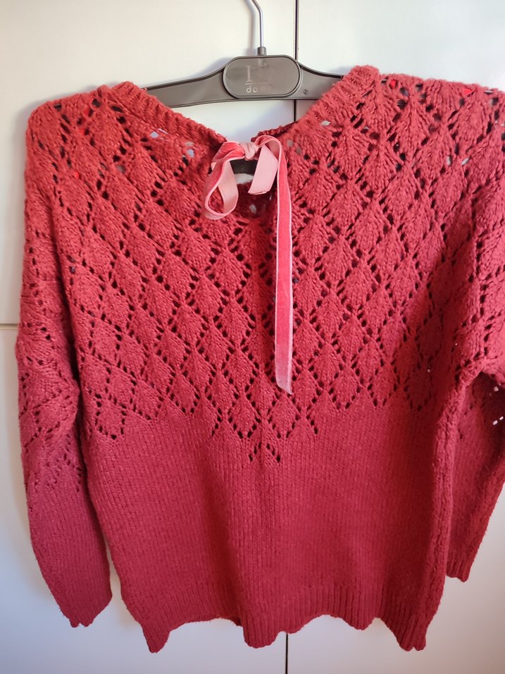 DEFACTO Kırmızı Örgü Bohem Kadın Kazak - Görsel 5