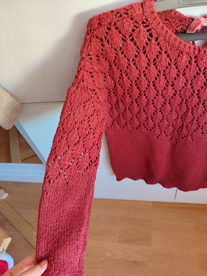 DEFACTO Kırmızı Örgü Bohem Kadın Kazak - Görsel 3