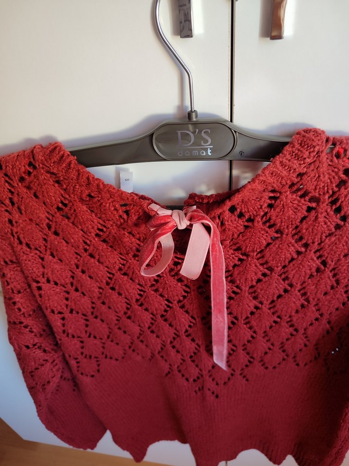 DEFACTO Kırmızı Örgü Bohem Kadın Kazak - Görsel 4