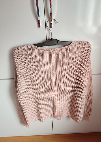 Addax Pudra Pembe V Yaka Örgü Kadın Kazak - Görsel 2