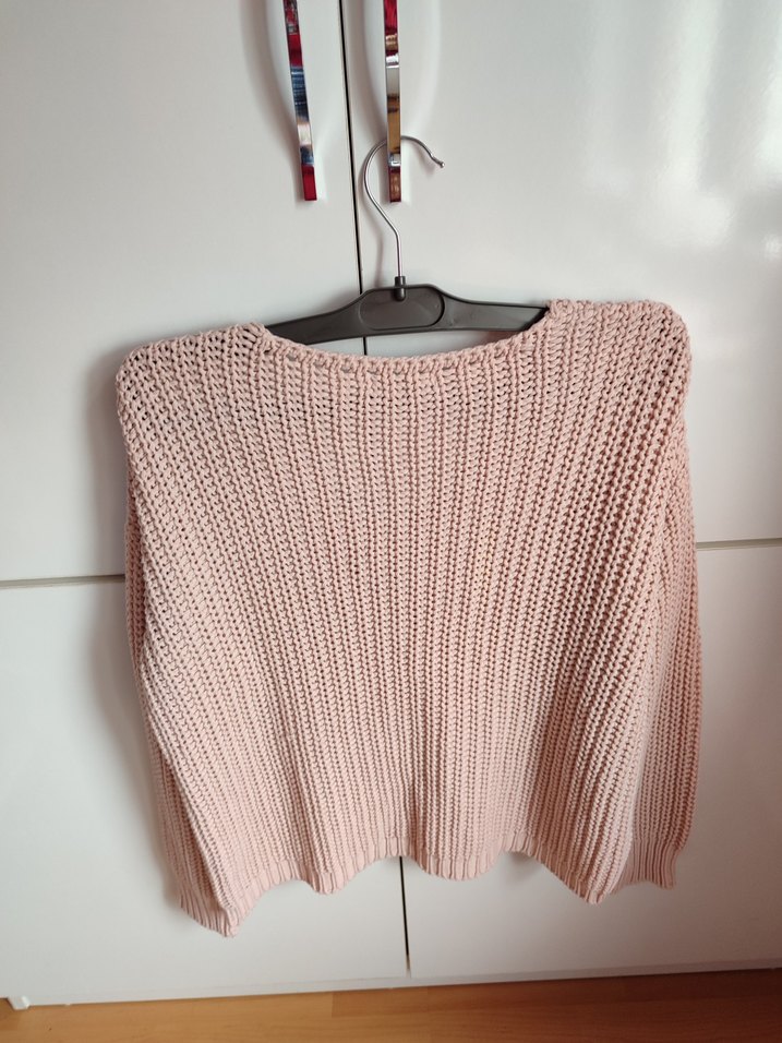 Addax Pudra Pembe V Yaka Örgü Kadın Kazak - Görsel 2