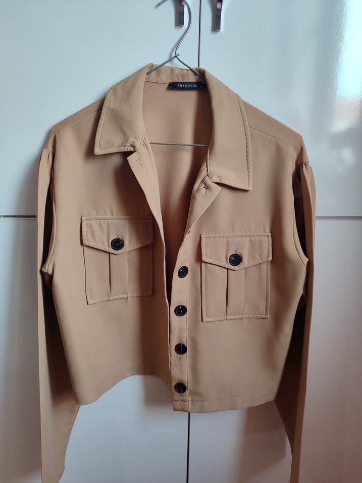 Trendyolmilla Camel Rengi Düğmeli Kadın Ceket - Görsel 4