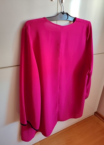 Pembe Salaş Uzun Kollu Kadın Şifon Bluz - Görsel 6