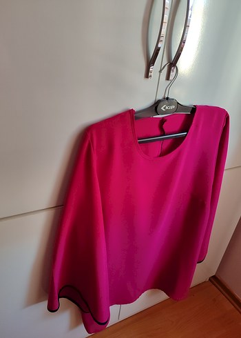 Pembe Salaş Uzun Kollu Kadın Şifon Bluz - Görsel 4