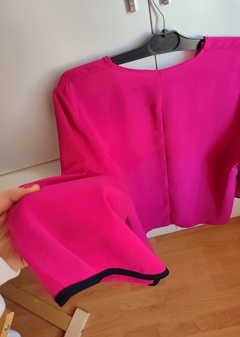 Pembe Salaş Uzun Kollu Kadın Şifon Bluz - Görsel 7