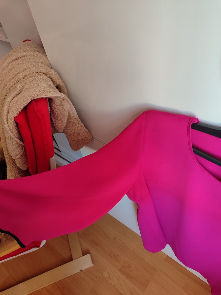 Pembe Salaş Uzun Kollu Kadın Şifon Bluz - Görsel 3