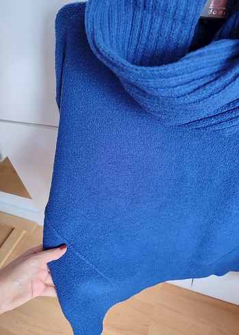 Addax Lacivert Boğazlı Örgü Salaş Kadın Kazak - Görsel 5