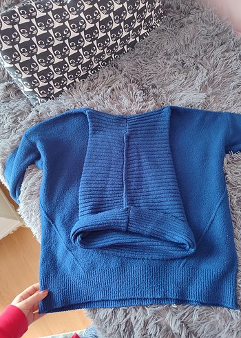 Addax Lacivert Boğazlı Örgü Salaş Kadın Kazak - Görsel 9