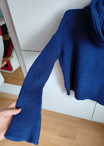 Addax Lacivert Boğazlı Örgü Salaş Kadın Kazak - Görsel 3