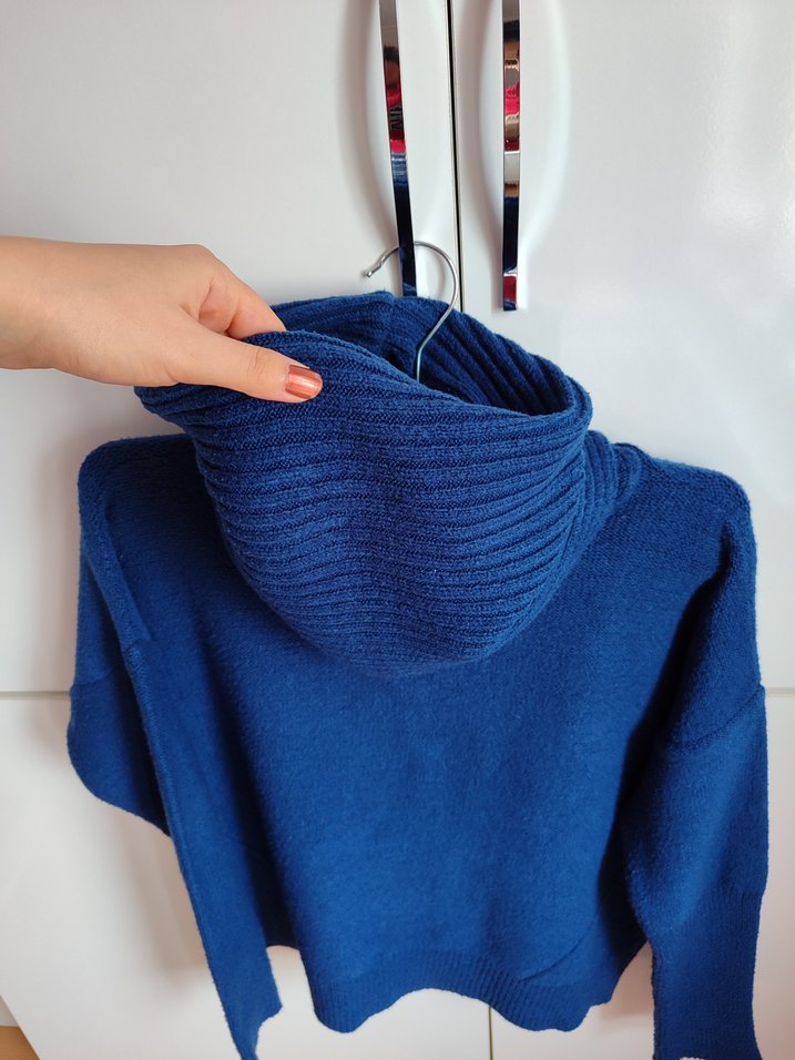 Addax Lacivert Boğazlı Örgü Salaş Kadın Kazak - Görsel 4