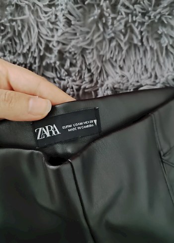 ZARA Siyah Deri Kadın Pantolon - Görsel 4