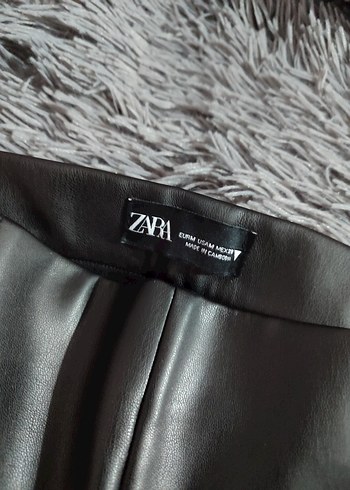 ZARA Siyah Deri Kadın Pantolon - Görsel 11