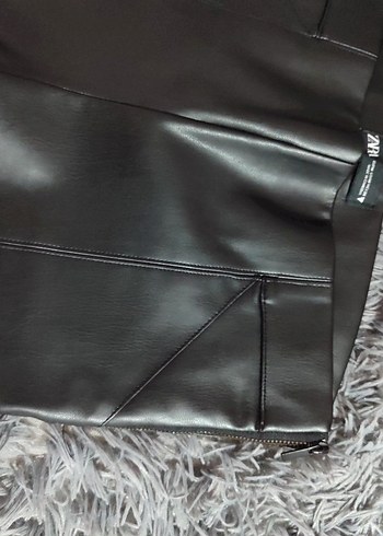 ZARA Siyah Deri Kadın Pantolon - Görsel 14
